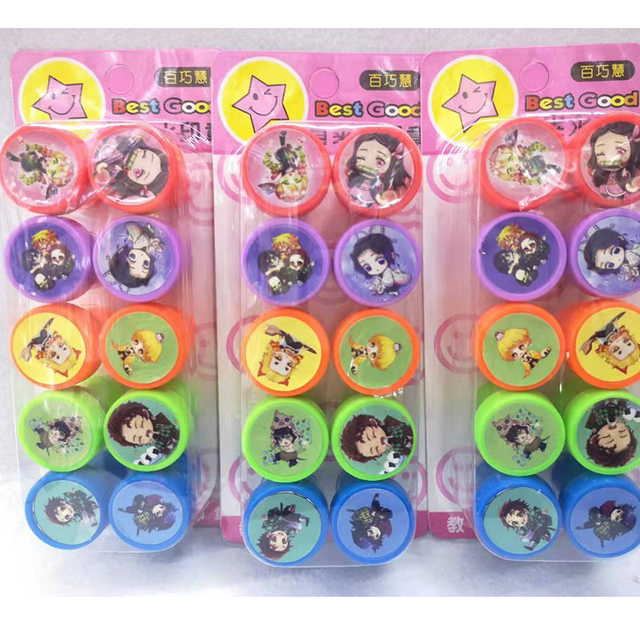 Zestaw 10 sztuk ślicznych pieczątek z postaciami Anime Demon Slayer Kimetsu nie Yaiba dla dzieci - Kamado Tanjirou, Kamado Nezuko, zabawka, znaczki - Wianko - 2