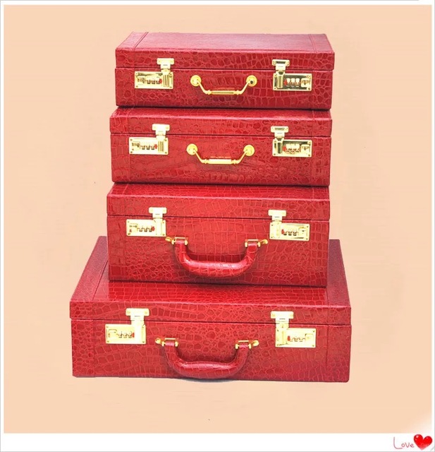 Firstmeet Marry - czerwona walizka ślubna luksusowe pudełko z zamkiem szyfrowym valise - Wianko - 4