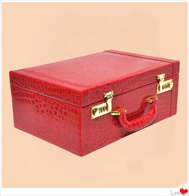 Firstmeet Marry - czerwona walizka ślubna luksusowe pudełko z zamkiem szyfrowym valise - Wianko - 5