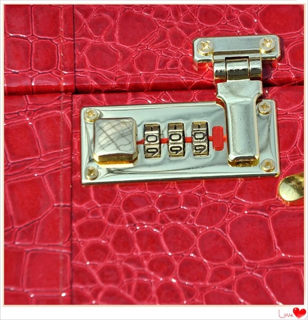 Firstmeet Marry - czerwona walizka ślubna luksusowe pudełko z zamkiem szyfrowym valise - Wianko - 10