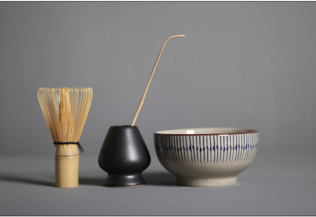 Zestaw tradycyjnych naczyń do herbaty: matcha trzepaczka, scoop bamboo, ceramiczna miska do ubijania matcha, japoński uchwyt - 4-7 sztuk/zestaw - Wianko - 8