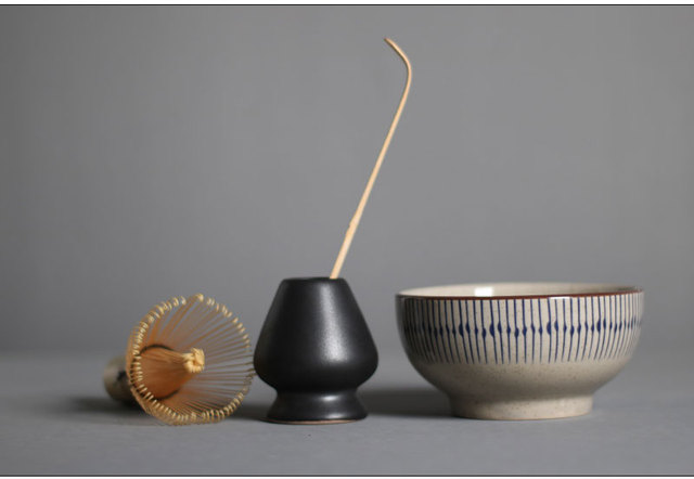 Zestaw tradycyjnych naczyń do herbaty: matcha trzepaczka, scoop bamboo, ceramiczna miska do ubijania matcha, japoński uchwyt - 4-7 sztuk/zestaw - Wianko - 11