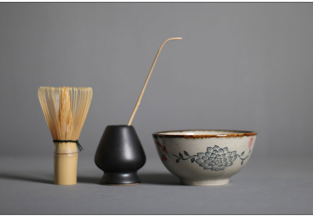Zestaw tradycyjnych naczyń do herbaty: matcha trzepaczka, scoop bamboo, ceramiczna miska do ubijania matcha, japoński uchwyt - 4-7 sztuk/zestaw - Wianko - 9