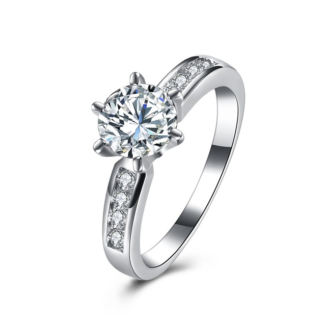 Cyrkonowe obrączki damskie AAA, kolor srebrny, anel z austriackimi kryształami - Wianko - 2