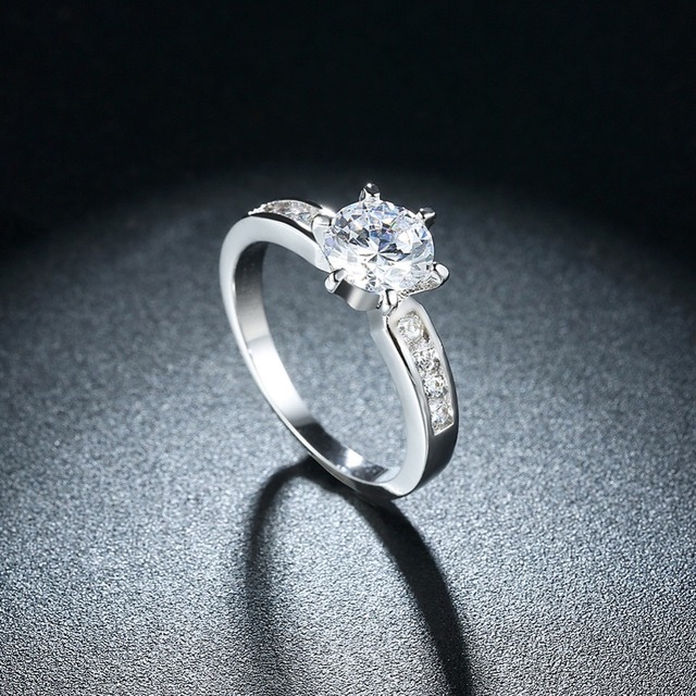 Cyrkonowe obrączki damskie AAA, kolor srebrny, anel z austriackimi kryształami - Wianko - 5
