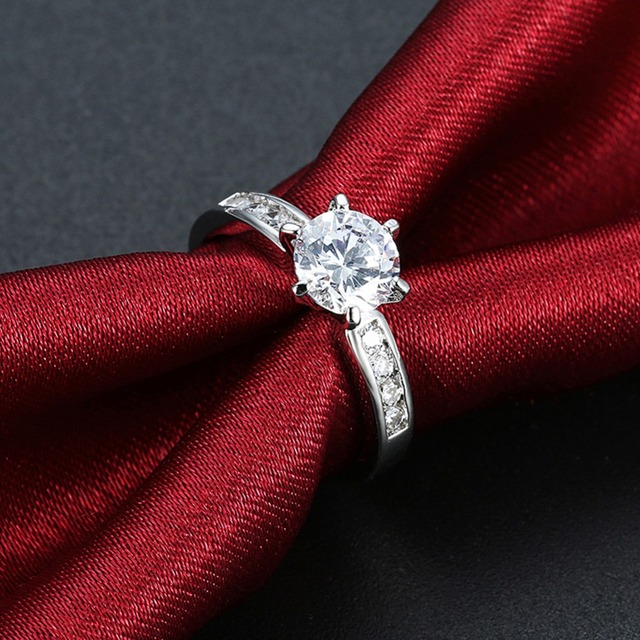 Cyrkonowe obrączki damskie AAA, kolor srebrny, anel z austriackimi kryształami - Wianko - 7