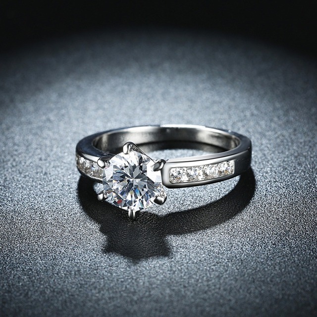 Cyrkonowe obrączki damskie AAA, kolor srebrny, anel z austriackimi kryształami - Wianko - 6