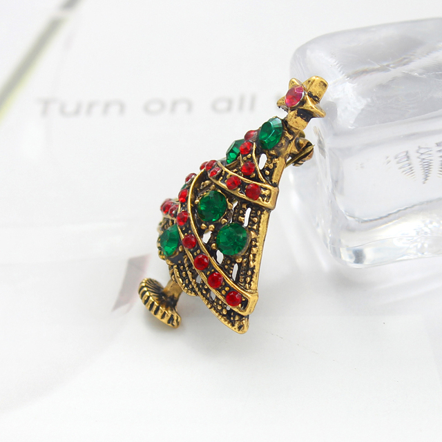 Wykwintna broszka choinka bałwanek dzwonek świąteczny, święty mikołaj - biżuteria z ozdobnym kamieniem - Wianko - 14