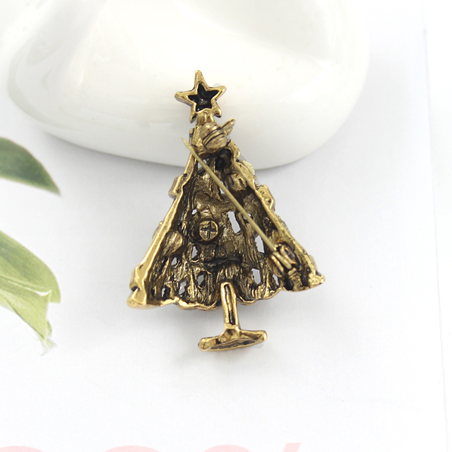 Wykwintna broszka choinka bałwanek dzwonek świąteczny, święty mikołaj - biżuteria z ozdobnym kamieniem - Wianko - 15
