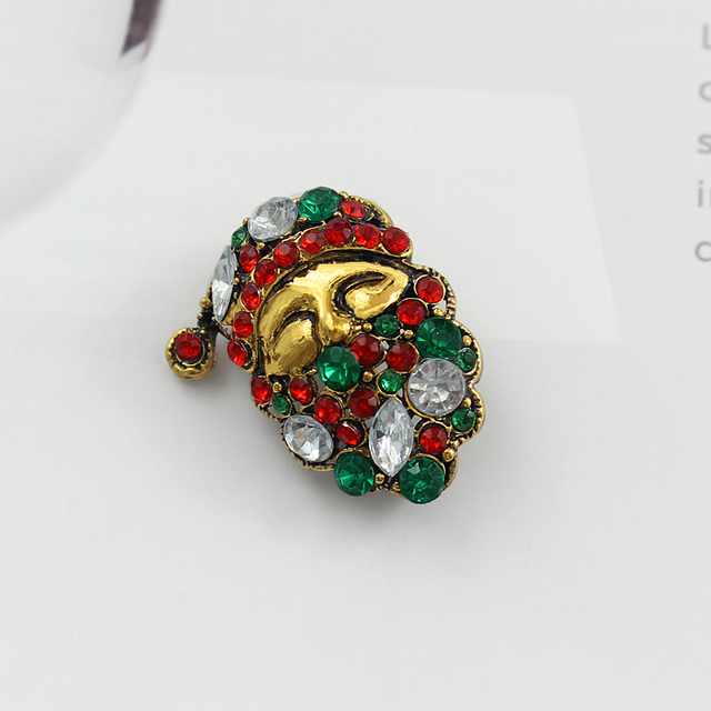 Wykwintna broszka choinka bałwanek dzwonek świąteczny, święty mikołaj - biżuteria z ozdobnym kamieniem - Wianko - 3