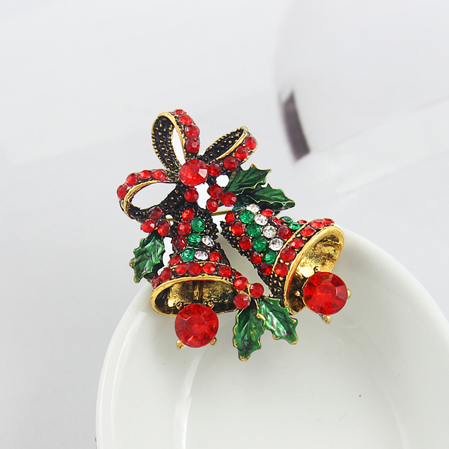Wykwintna broszka choinka bałwanek dzwonek świąteczny, święty mikołaj - biżuteria z ozdobnym kamieniem - Wianko - 26