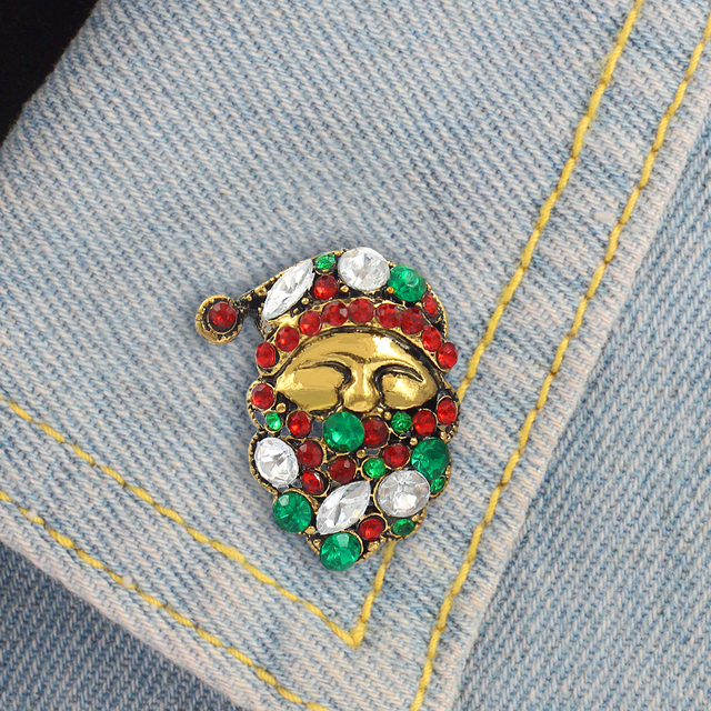 Wykwintna broszka choinka bałwanek dzwonek świąteczny, święty mikołaj - biżuteria z ozdobnym kamieniem - Wianko - 31