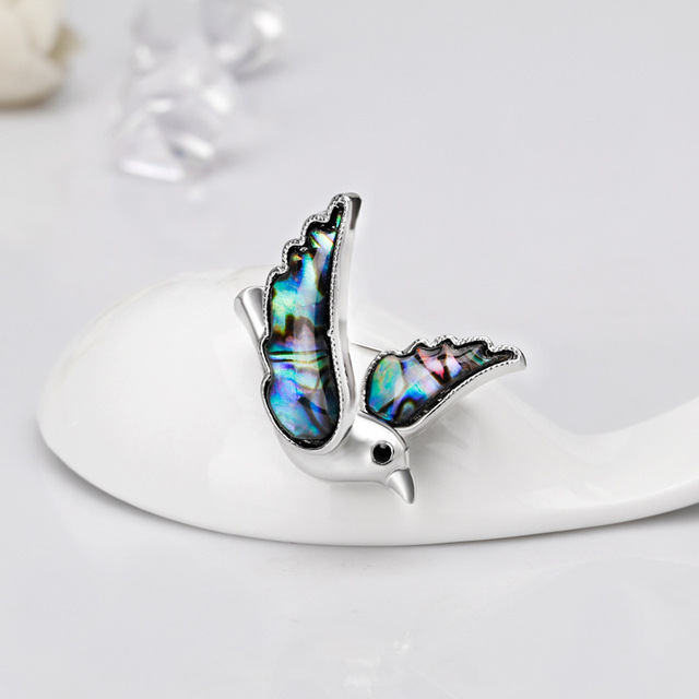 Naturalna masa perłowa broszka w kształcie ptaka - wyjątkowa biżuteria i prezent - Wianko - 3
