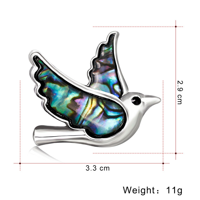 Naturalna masa perłowa broszka w kształcie ptaka - wyjątkowa biżuteria i prezent - Wianko - 2