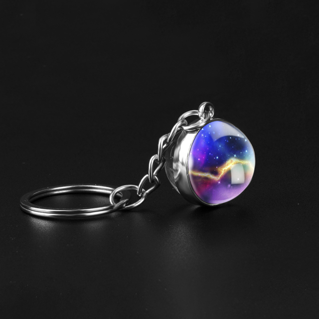 Brelok-piłeczka z dwustronnym szkłem Galaxy Universe - handmade, wisiorek planeta, mgławica - biżuteria prezent - Wianko - 2
