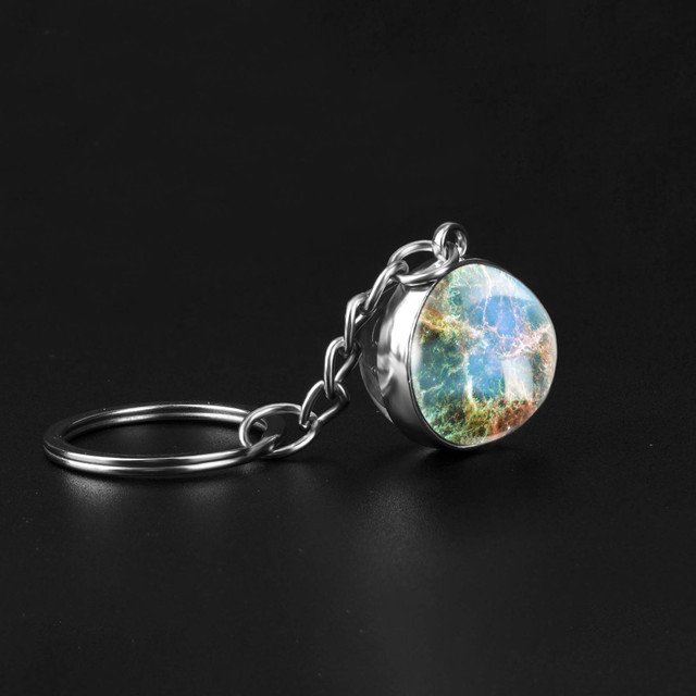 Brelok-piłeczka z dwustronnym szkłem Galaxy Universe - handmade, wisiorek planeta, mgławica - biżuteria prezent - Wianko - 4