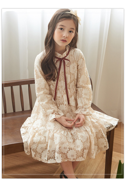 Długorękawowe sukienki Princess Dress Winter Fleece dla dziewczyn w wieku 8-13 lat - Wianko - 12