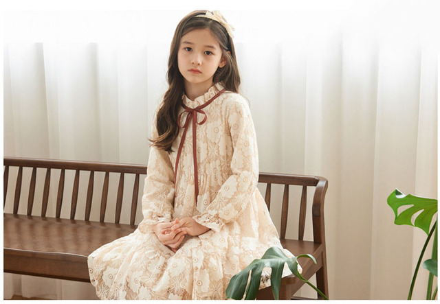Długorękawowe sukienki Princess Dress Winter Fleece dla dziewczyn w wieku 8-13 lat - Wianko - 6