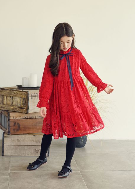 Długorękawowe sukienki Princess Dress Winter Fleece dla dziewczyn w wieku 8-13 lat - Wianko - 4