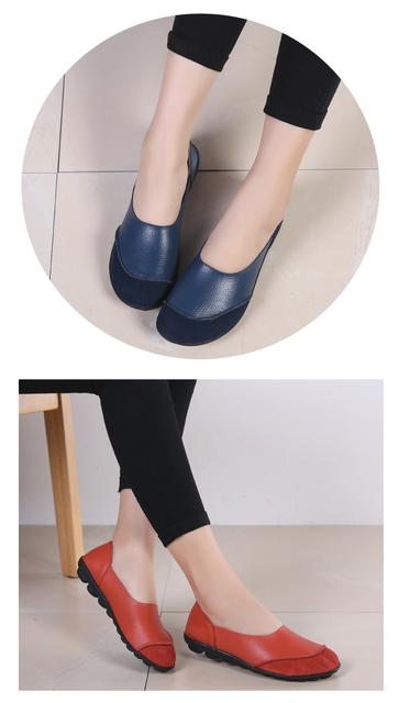 AARDIMI kobiety płytkie buty płaskie ze skóry naturalnej w stylu Patchwork Slip On mokasyny - Wianko - 19