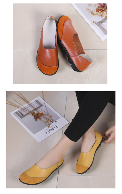 AARDIMI kobiety płytkie buty płaskie ze skóry naturalnej w stylu Patchwork Slip On mokasyny - Wianko - 16