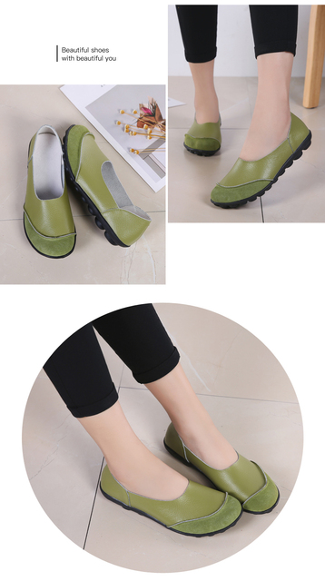 AARDIMI kobiety płytkie buty płaskie ze skóry naturalnej w stylu Patchwork Slip On mokasyny - Wianko - 11