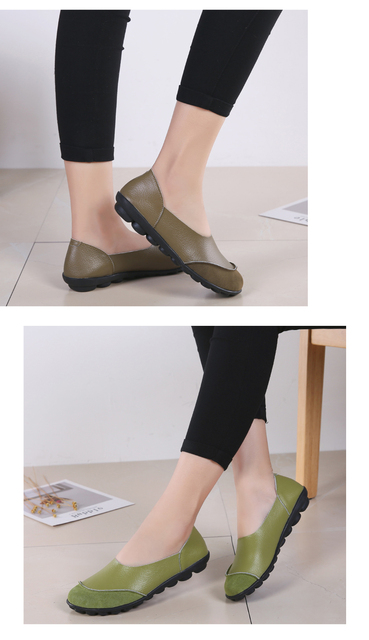 AARDIMI kobiety płytkie buty płaskie ze skóry naturalnej w stylu Patchwork Slip On mokasyny - Wianko - 10