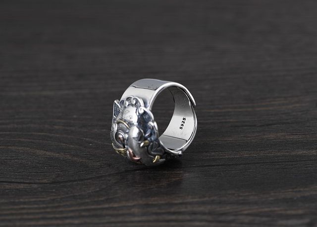 Pierścień Pi Xiu w stylu chińskim, srebrzony, przynoszący szczęście i bogactwo, biżuteria męska - Wianko - 18