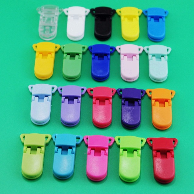 Sutoyuen 200 szt. Mix 20 kolorów 20mm KAM D kształt plastikowych klipsów smoczków zacisk plastikowy smoczka z gryzakiem dla niemowląt z uchwytem na łańcuszek - Wianko - 3