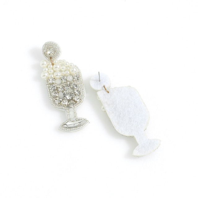 Białe kolczyki szampańskiego koloru perłowego z kryształkami w kolorze złota - kolekcja Dvacaman - Wianko - 10