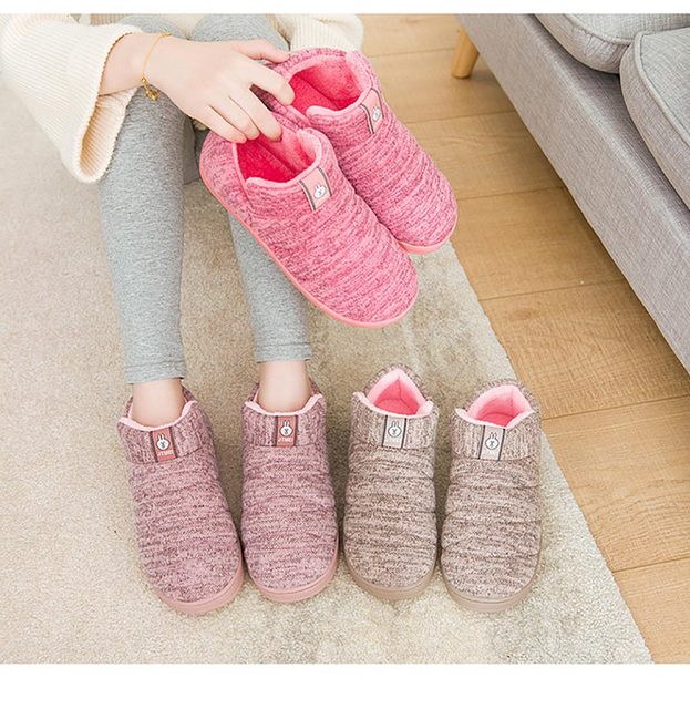 Pantofle zimowe Heel Wrap - grube, pluszowe, ciepłe, bawełniane, bezpieczne na podłodze, antypoślizgowe - Wianko - 9