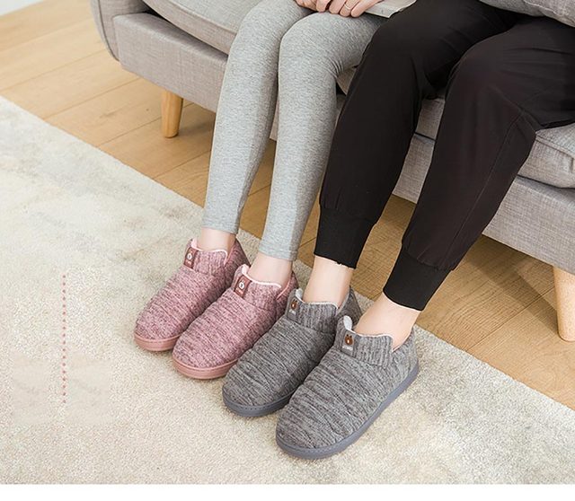 Pantofle zimowe Heel Wrap - grube, pluszowe, ciepłe, bawełniane, bezpieczne na podłodze, antypoślizgowe - Wianko - 2