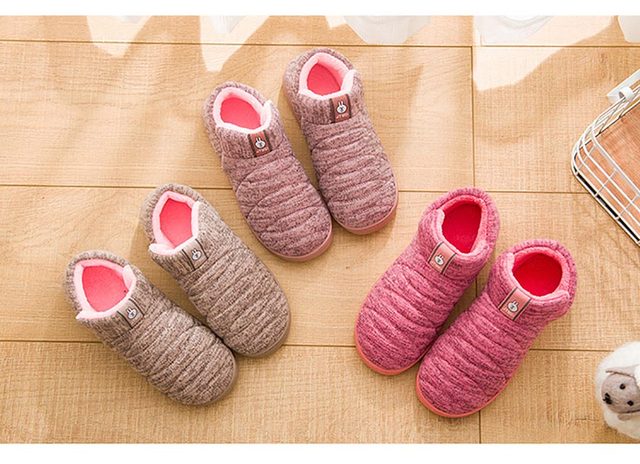 Pantofle zimowe Heel Wrap - grube, pluszowe, ciepłe, bawełniane, bezpieczne na podłodze, antypoślizgowe - Wianko - 3