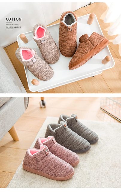 Pantofle zimowe Heel Wrap - grube, pluszowe, ciepłe, bawełniane, bezpieczne na podłodze, antypoślizgowe - Wianko - 4