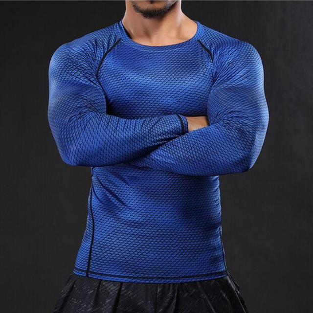 Męska koszulka do biegania z pełnym rękawem - Siłownia Rashguard, kompresja, Fitness Tight, trening sportowy - Wianko - 13