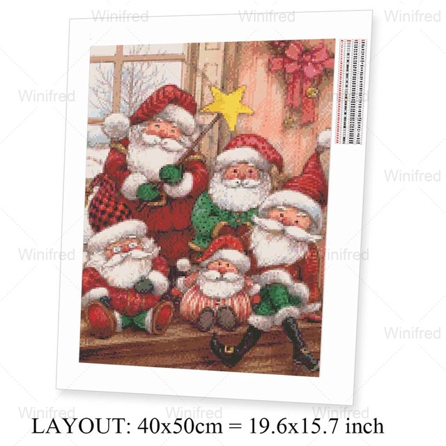 Diamentowe malarstwo boże narodzenie -  Santa Claus - pełna plama - okrągłe wydrążone hafty - ręcznie robione - prezent - dekoracja - Wianko - 3
