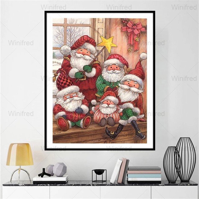 Diamentowe malarstwo boże narodzenie -  Santa Claus - pełna plama - okrągłe wydrążone hafty - ręcznie robione - prezent - dekoracja - Wianko - 4