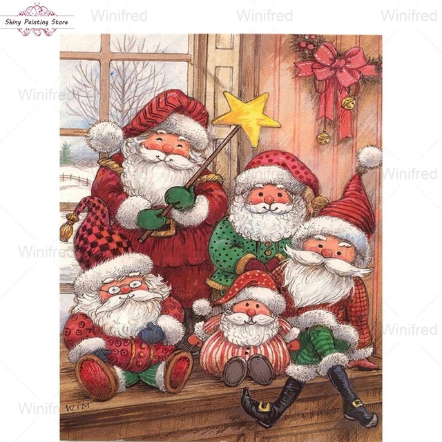 Diamentowe malarstwo boże narodzenie -  Santa Claus - pełna plama - okrągłe wydrążone hafty - ręcznie robione - prezent - dekoracja - Wianko - 2