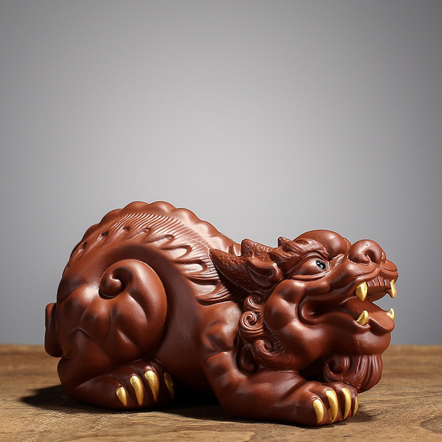 Rzeźba smoka żółwia z kreatywną purpurową gliną - ozdoba do herbaty Handmade Boutique Art. No - Wianko - 8