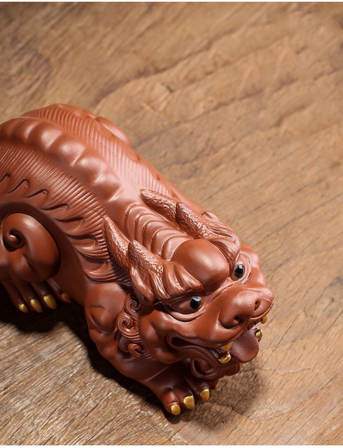 Rzeźba smoka żółwia z kreatywną purpurową gliną - ozdoba do herbaty Handmade Boutique Art. No - Wianko - 9