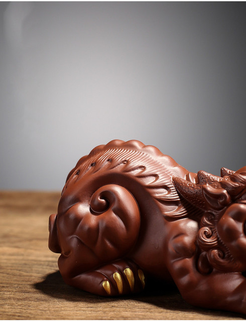 Rzeźba smoka żółwia z kreatywną purpurową gliną - ozdoba do herbaty Handmade Boutique Art. No - Wianko - 10