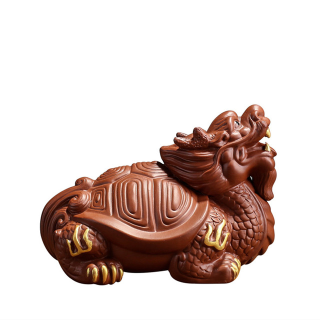 Rzeźba smoka żółwia z kreatywną purpurową gliną - ozdoba do herbaty Handmade Boutique Art. No - Wianko - 12