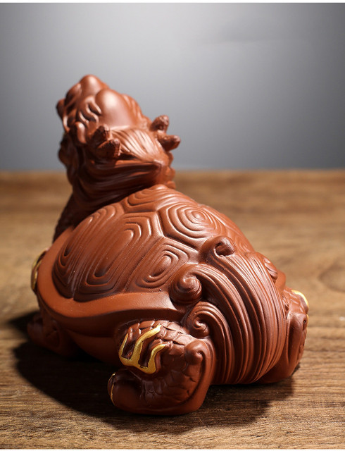 Rzeźba smoka żółwia z kreatywną purpurową gliną - ozdoba do herbaty Handmade Boutique Art. No - Wianko - 7
