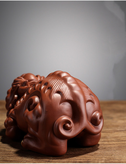Rzeźba smoka żółwia z kreatywną purpurową gliną - ozdoba do herbaty Handmade Boutique Art. No - Wianko - 11