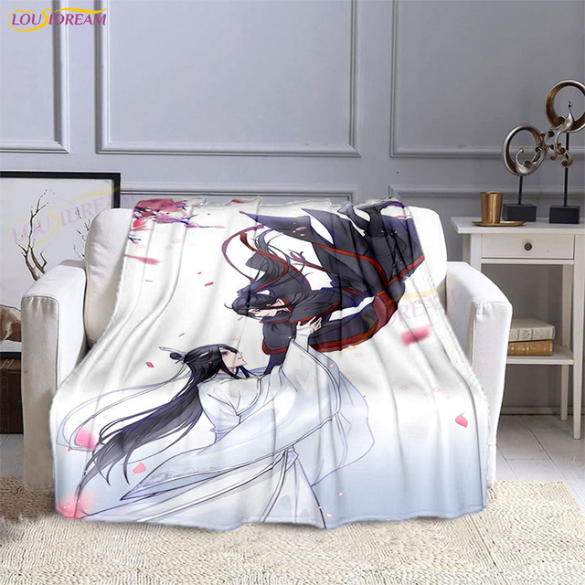 Koc flanelowy Anime Mo Dao Zu Shi - Rodzina koc kreskówka, pluszowa mikrofibra, idealna narzuta na łóżko i sofę - Wianko - 7