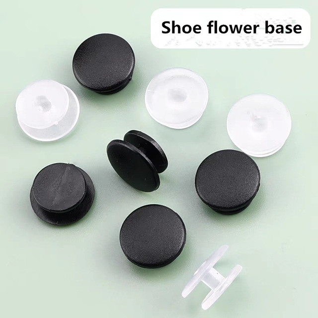 50 sztuk czarnych plastikowych przycisków jako ozdoby DIY do butów dziecięcych Croc - lekkie akcesoria klamry - Wianko - 1