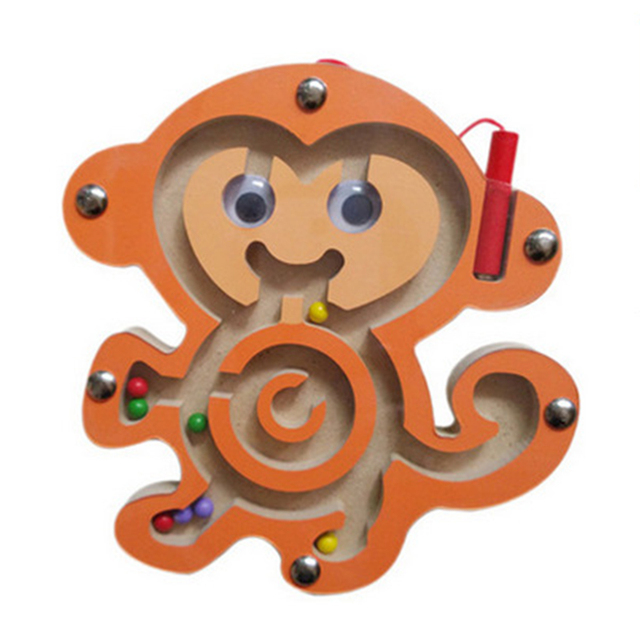 Drewniane zabawki Montessori - mobilny labirynt magnetyczny dla dzieci 0-12 miesięcy - Wianko - 20