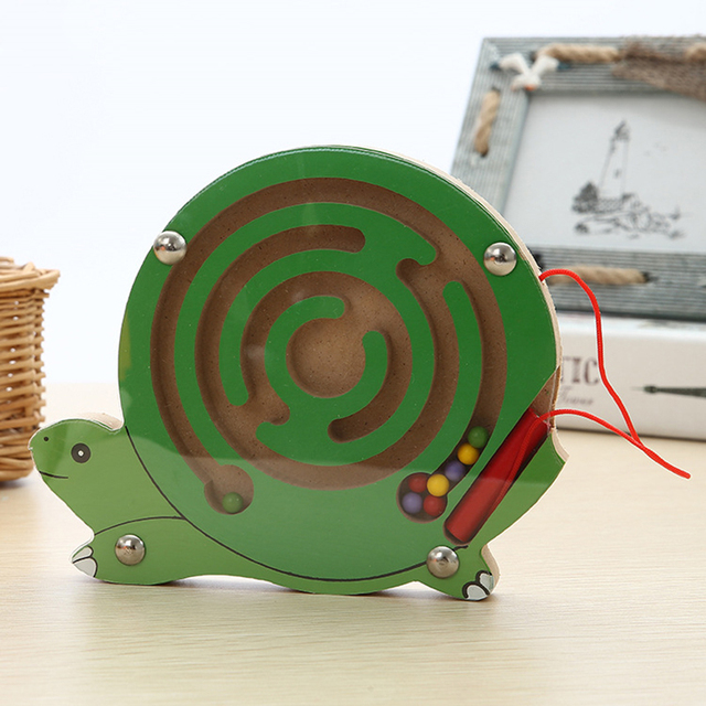 Drewniane zabawki Montessori - mobilny labirynt magnetyczny dla dzieci 0-12 miesięcy - Wianko - 15