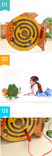 Drewniane zabawki Montessori - mobilny labirynt magnetyczny dla dzieci 0-12 miesięcy - Wianko - 11
