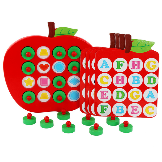 Drewniana plansza Apple Board Puzzle 3D - gra edukacyjna dopasowania kolorów i kształtów dla dzieci - Wianko - 10